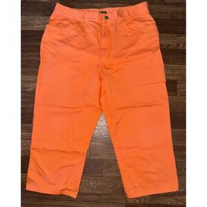 Lauren‎ Jeans Co Cropped Pants High Waist Orange Cotton Casual Size 12